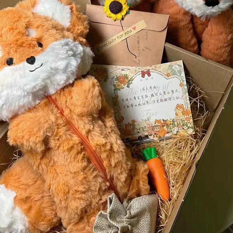 Мультяшный лис плюшевый пенал милые животные пушистые школьные принадлежности мягкая сумка для хранения канцелярских принадлежностей подарки для студентов