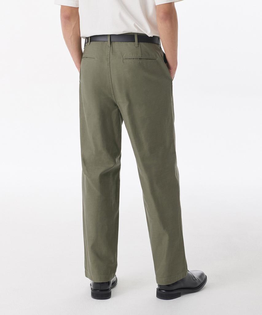 MUSINSA STANDARD Back Satin Tapered Officer Pants [Olive]
