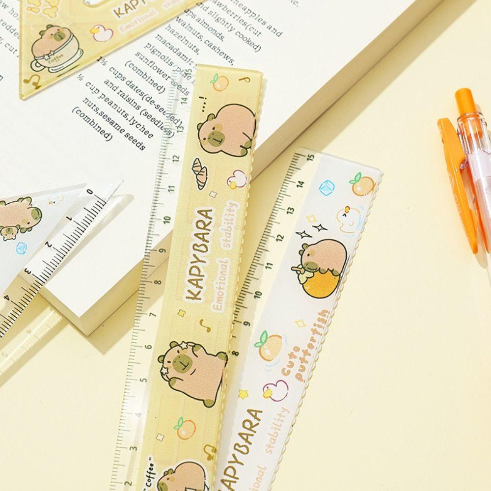 4pcs/set Acrylic Soft Ruler Set Office Supplies Straight Ruler Creative Set Square  Cute