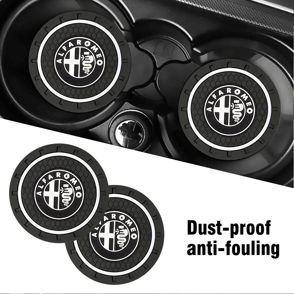 1/2pcs Car Coasters Silica Gel Water Cup Mat Valve Non-slip Pad For Alfa Romeo Giulia Stelvio MiTo Giulietta 147 156 159 166 GT