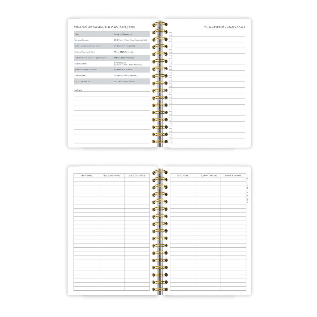 Спиральная твердая обложка Ежедневная повестка дня на 2025 год A5
