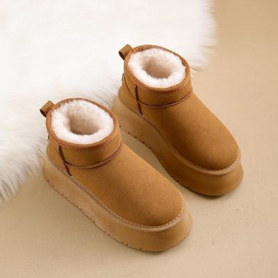 Женские зимние ботинки на платформе, нескользящие, теплые, с подкладкой из искусственного меха, повседневные, из искусственной замши, удобные, пушистые, короткие ботинки для женщин