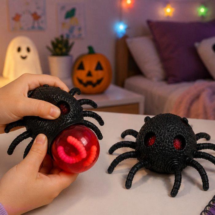 Lot de 2 Araignées Squishy - BG INTERNATIONAL - Lot de 2 Araignées Squishy 13 cm - Noir - Effet surprise - Anti-stress sensoriel
