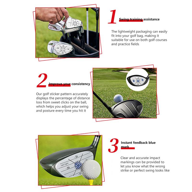 10Pcs Golf Club Face Impact Stickers Swing Training Aid Labels for Driver Iron Putter Practice Strike Tape to Correct Hitting Alignment Tool