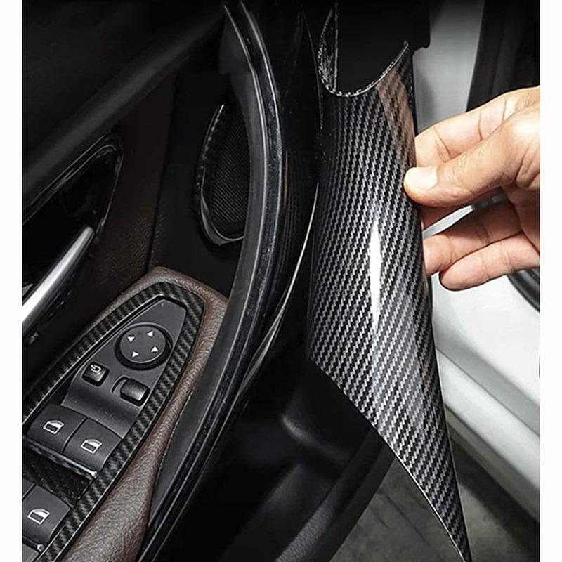 F30 Door Handle Pull Inner Protective Cover Black Carbon Fiber Car Door Trim for BMW 3 Series 2013- BMW 320 328 330 335 M3