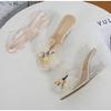 1098 Series 8cm Heel Women's Shoes Simple Slanted Heel Slipper Clear Wedge Slipper Heel Sandals Show Sandals LFD