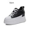 10CM 8CM Genuine Leather Women Shoes White Skateboard Sneakers Platform Wedge Shoes Air Mesh Hollow Breathable