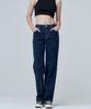MALOUPE 9101 Brushed High-Rise Wide Denim Pants (Dark Indigo)