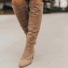Fashion Knee High Boots Women 2024 New Thick Heel High Heel Small Person Show Thin Suede Boots Women Side Zipper Boots Brown Long Boots
