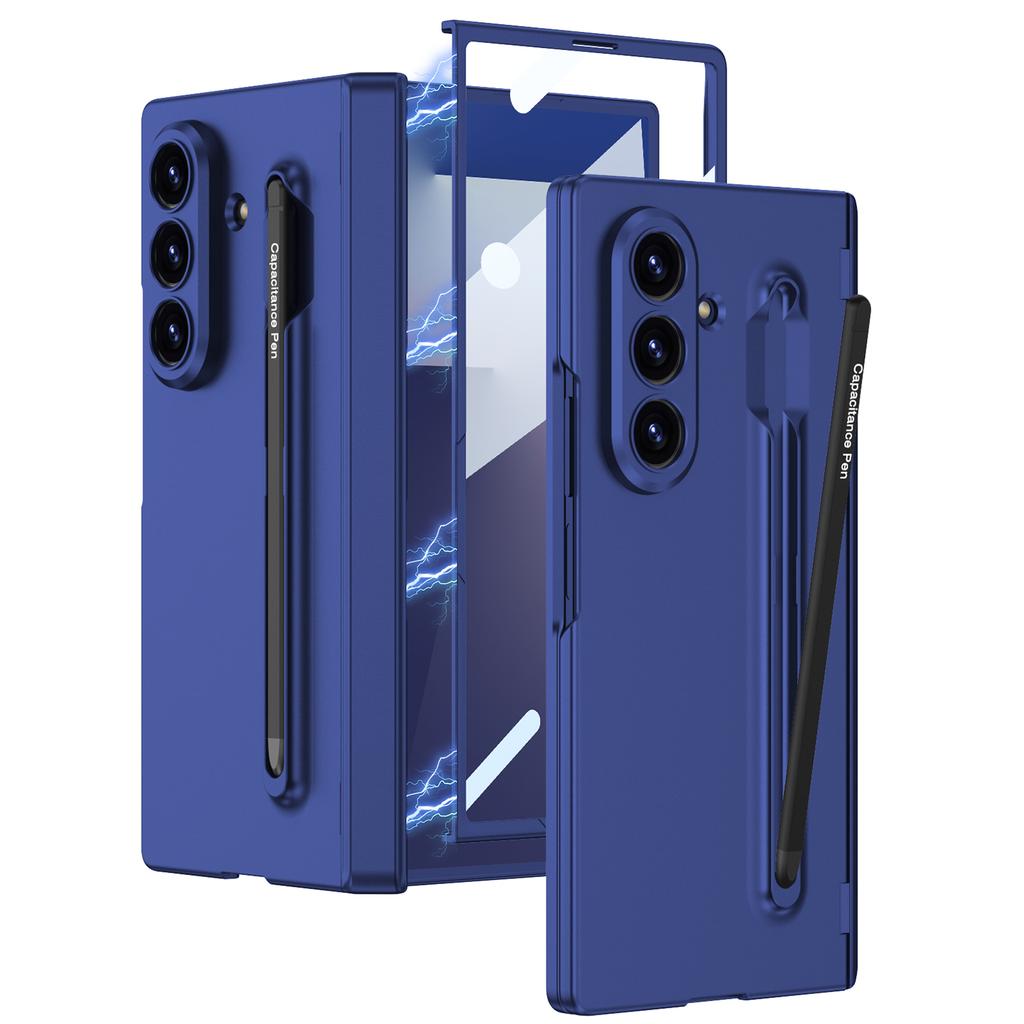 Case For Samsung Galaxy Z Fold 7 6 Magnetic Hinge Screen Glass With Pen Holder Matte Cover For Galaxy Z Fold7 Case