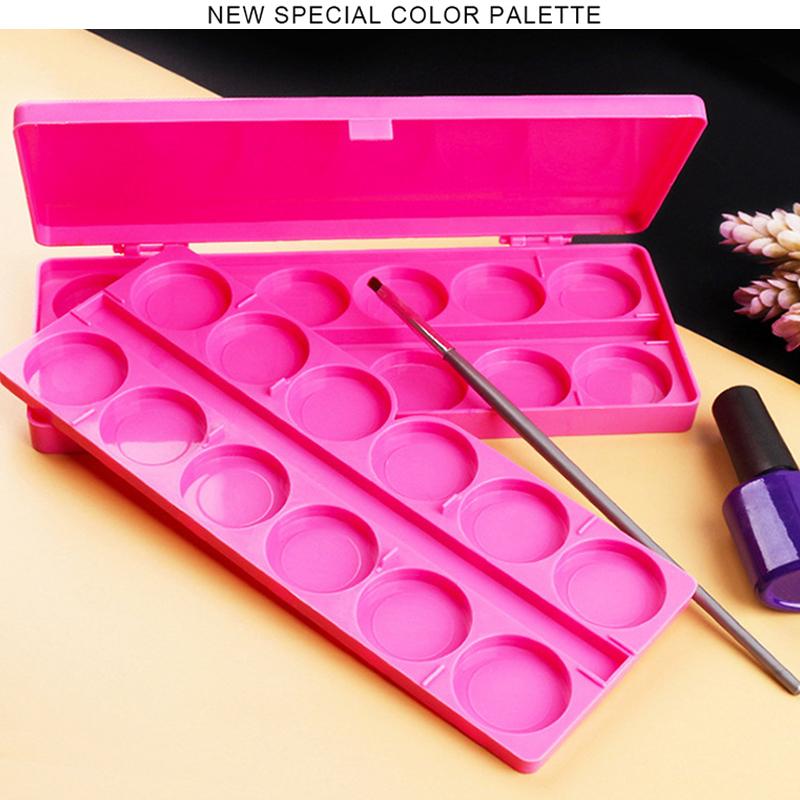 24 ячейки Пустой кейс-палитра для нейл-арта Двухслойный Черный Розовый Белый Маникюрный поднос для рисования Держатель Инструменты для ногтей