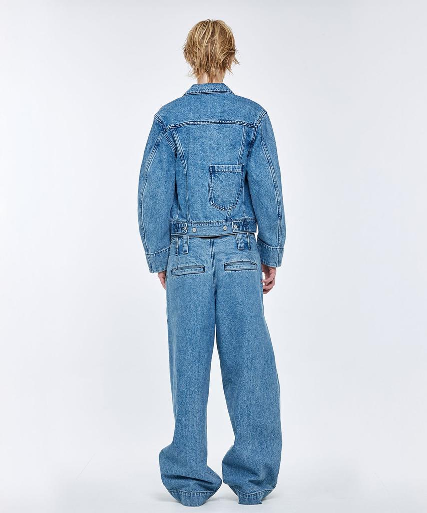 SOONJEANS Big Pocket Oversized Denim Trucker Jacket [Blue]