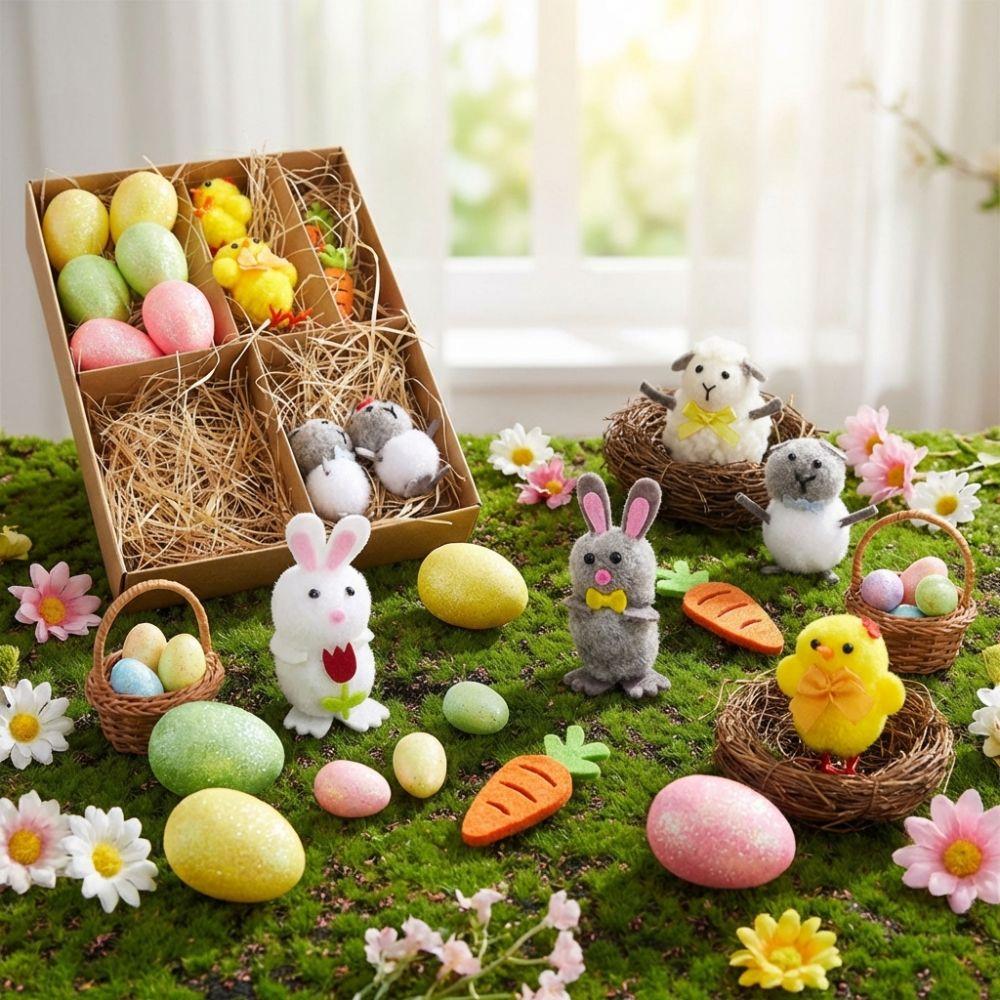 Happy Easter Easter Eggs Chick Ornament Handmade Easter Decoration Festival Party