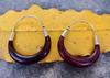 Artisan Crafted Sterling Silver and Wood Hoop Earrings (Brownish Reddish Black)