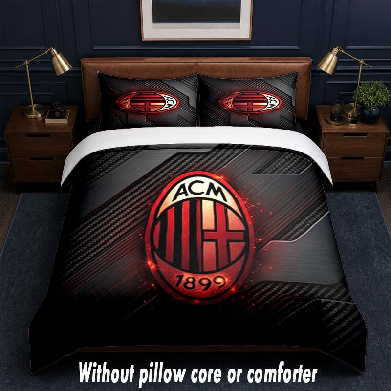 AC Milan Design Bed Bedding Set 1 Duvet Cover + 2 Pillowcases Soft Breathable Household Bed Linens