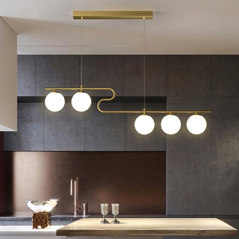 Подвесной светильник Nordic Golden Lustre, светодиодный стеклянный шар, потолочный подвесной светильник для столовой, гостиной, кухонного острова, внутреннего декора