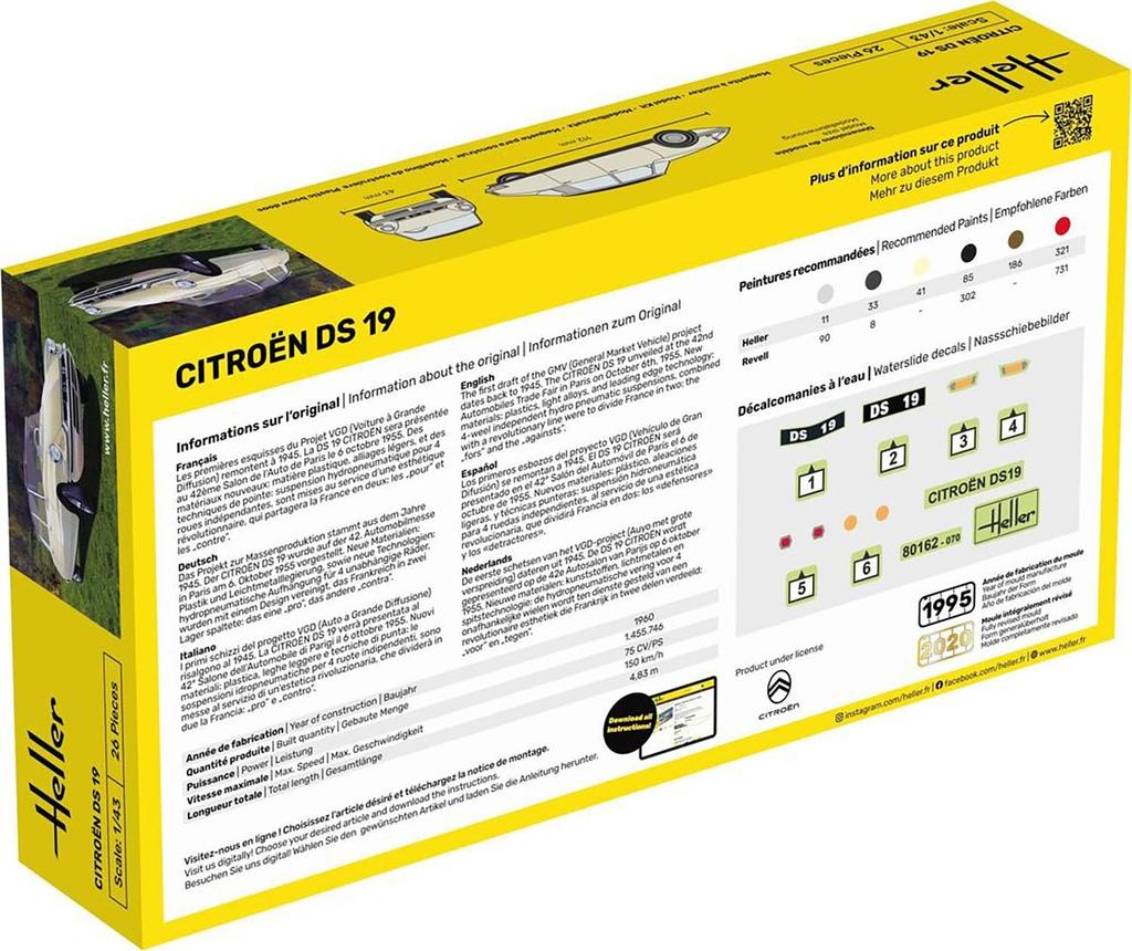 PLATZ Heller Citroen DS19 Пластиковая модель HE80162 1/43 (Машина)