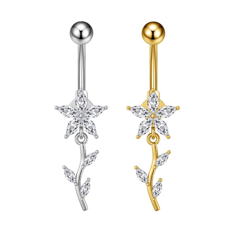 Exquisite Belly Navel Stud Stainless Steel Navel Button Trendy Butterfly Chain Navel Ring Daily