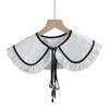 Korean Style Women for Doll False Collar Shawl Scarf Pleated Ruffles Patchwork Retro Shoulder Wrap Half Shirt Poncho Cap