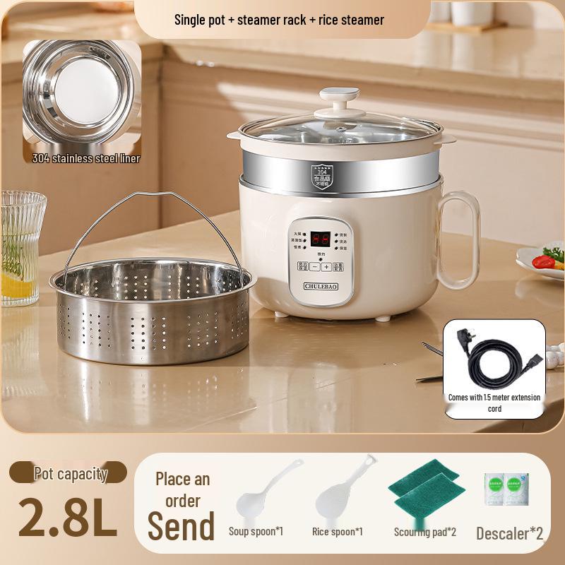 Small Electric Steamer & Rice Cooker: 304 Stainless Steel, 1-3 Person Capacity, Multi-function for Cooking, Steaming & Boiling