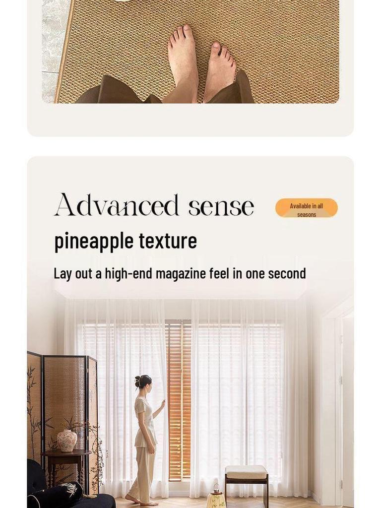 Имитация сизаля Противоскользящий входной коврик - Износостойкий, Легко чистится, Грязеотталкивающий коврик с дизайном в виде ананасового кольца