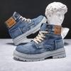 Fashion Hip Hop Hipster Canvas Boots Mens Spring New High-Top Denim Casal Shoes Fashion Versatile Tooling Mens Shoes Large Size 39-48