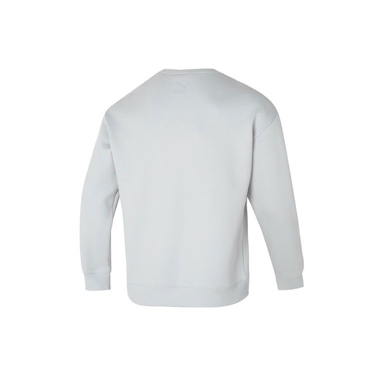 Puma Solid Color Logo Running Fitness Training Pullover Long Sleeve Sweatshirt Unisex Sweatshirt Light-Gray 627878-09