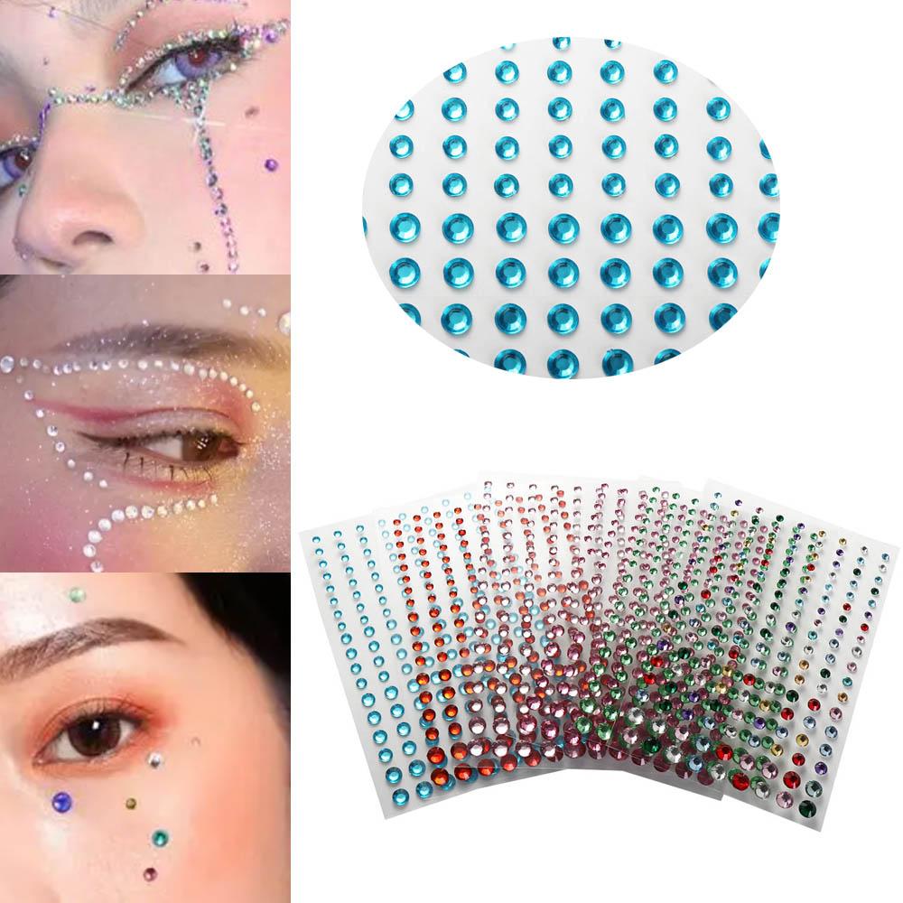 Shadow Crystal Pearls Makeup Tools Eyeliner Diamond Decals Face Tattoo Stickers Face Rhinestone Stickers Body Colored Diamonds