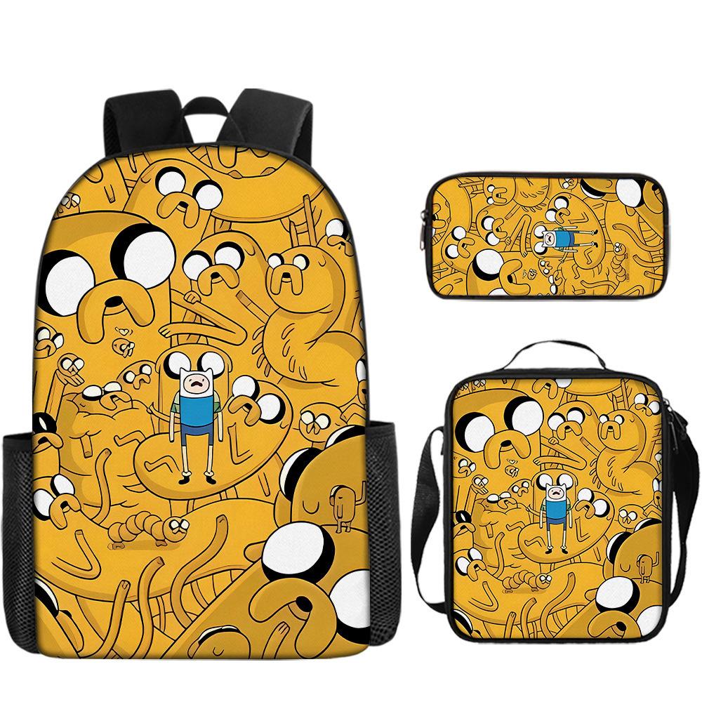 Adventure Time Backpack Set 3-Piece Comic Bookbag Shoulder Bag Pencil Case