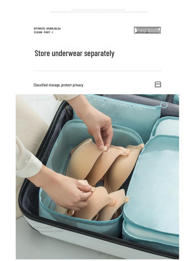 Набор для хранения в путешествиях из 8 предметов: Сумки-органайзеры для нижнего белья, обуви и одежды