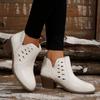 Fashion Women's Chunky Single Boots Autumn New Round Head Hollow Anti-slip Wear Resistance You Wear Short Boots