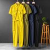 Large Size Men's and Women's Summer Fashion Casual Short Sleeve Jumpsuit