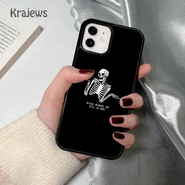 Krajews Aesthetics Skeleton soft Phone Case Cover For iPhone 17 Air 16 15 14 plus 12 13 pro max coque Fundas