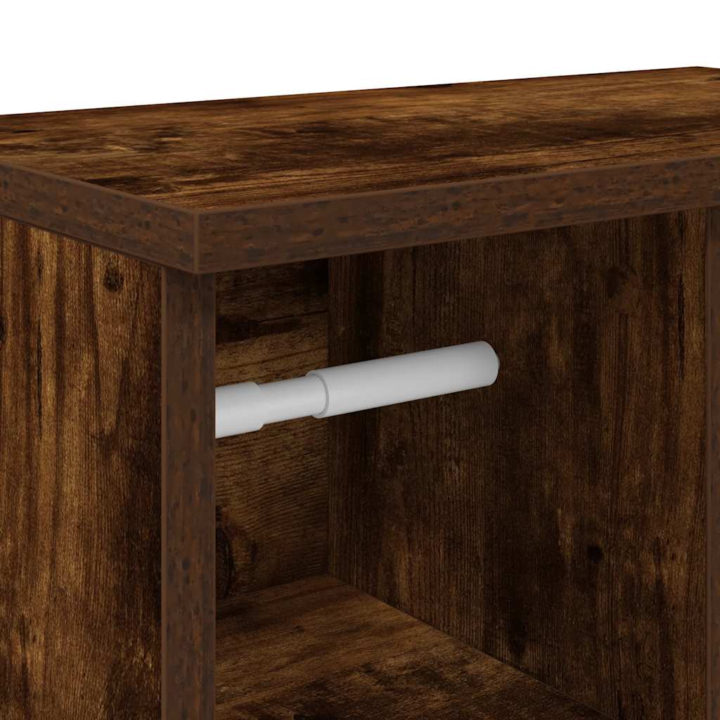 Bathroom Cabinet with Toilet Paper Holder Smoked Oak Finish 39 x 22 x 90 cm