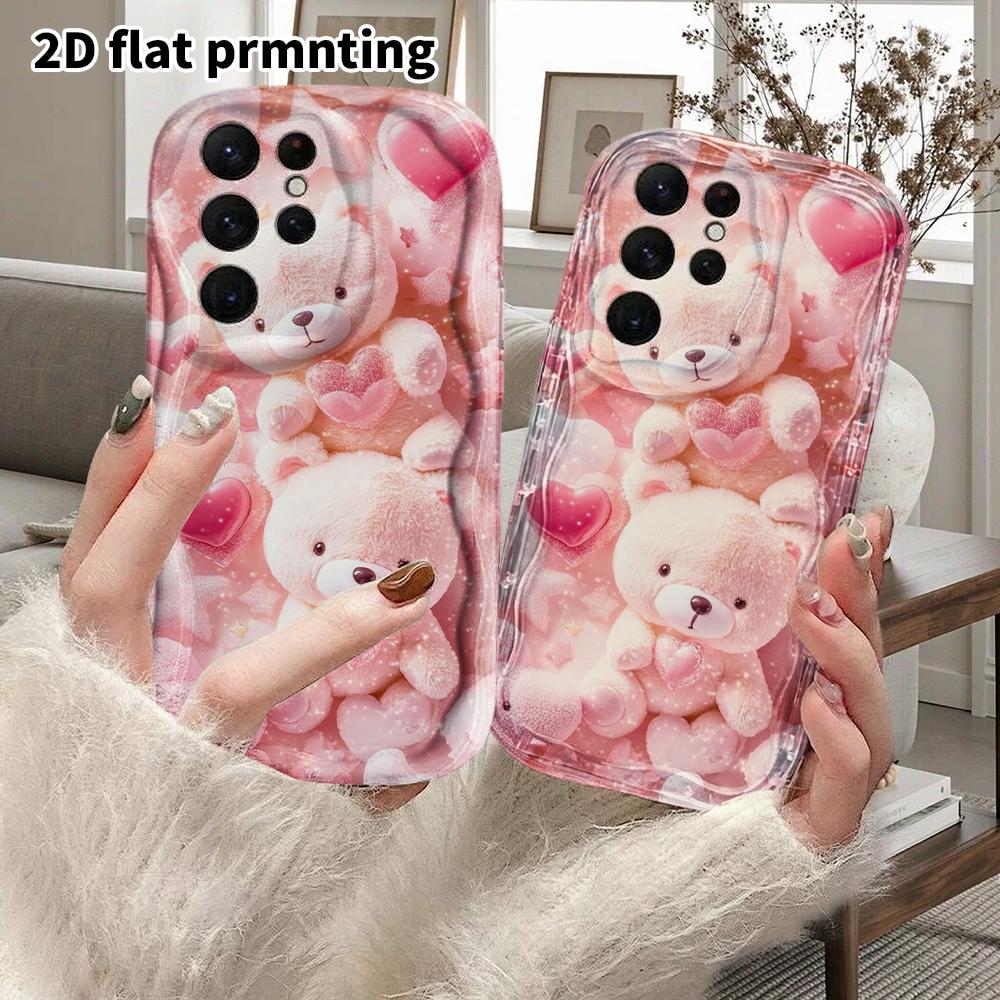 Phone Case: 2D Flat Samsung Galaxy A34 A35 M05 M06 S20 S22 S21 FE Plus 5G Protective Case, Couple Style, Double Bear Heart, Christmas and Halloween Gi