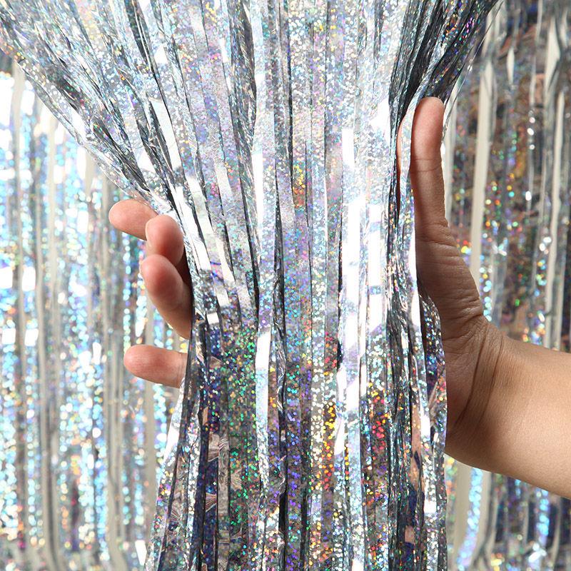 Лазерный фон с бахромой и мишура для украшения вечеринки или мероприятия