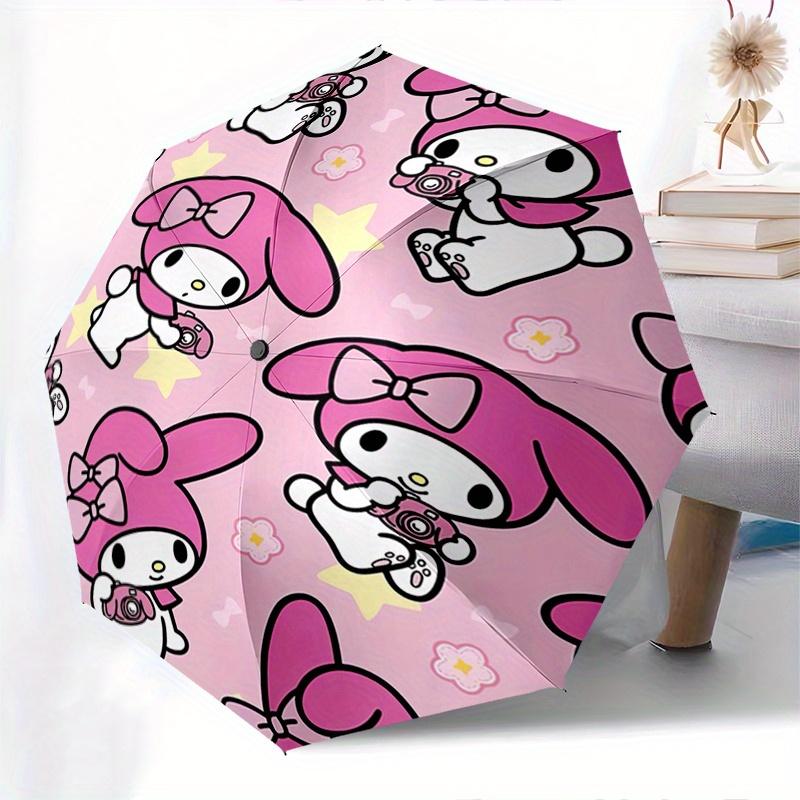 My Melody,Pink Automatic Folding Umbrella-Simple 8-Rib Design, Bright Cartoon Pattern, Durable Iron Frame, Suitable For Travel, Outdoor, Bea