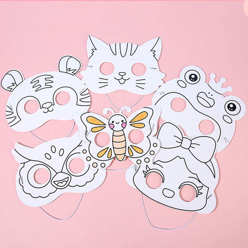 8Pcs Cartoon Animal Painting Mask DIY Graffiti Educational Toys for Kids Birthday Party Favors Kindergarten Prize Pinata Fillers