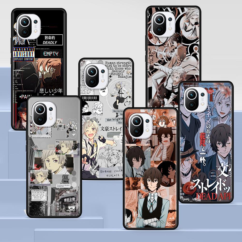 Japan Anime Bungou Stray Dogs Case for Xiaomi Mi 11 Ultra 11T 10T 9T Pro Note 10 A2 9 8 Lite A3 CC9E 10S Black Soft Phone Cover