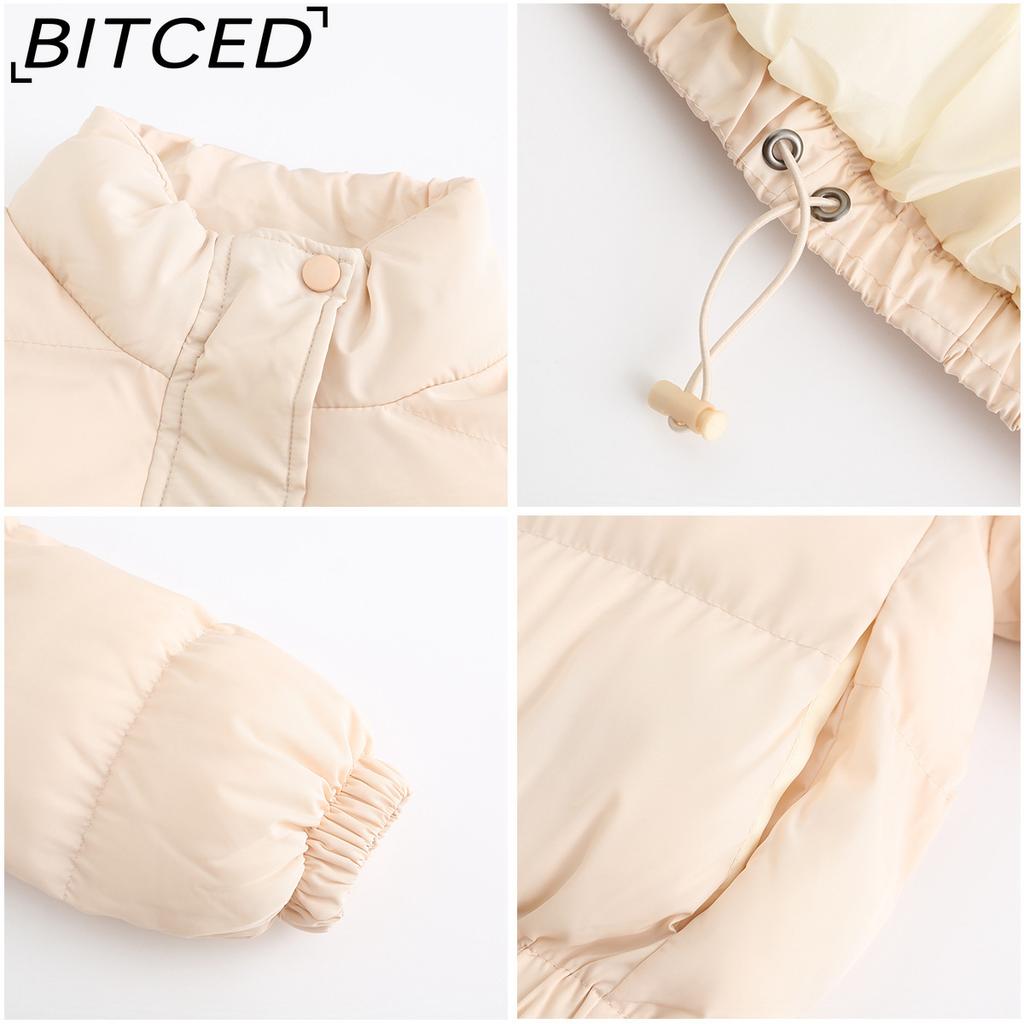 BITCED Autumn/Winter Women's Short-Length Cotton Coat Women's Long-Sleeved High-Neck Thermal Jacket Loose-Fit Casual Cotton Coat