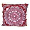 Red Silver Color Square Cushion Cover, Sofa Pillow Cases, Cotton Cushion Cases, Multi Color Pom Pom Lace Decorative Cushions