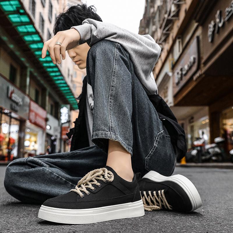 New Korean Retro Casual Sneakers for Men Fashion Solid Color Versatile Comfort Running Shoes Men Platform Shoes Tenis Masculino