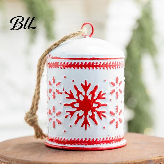 Holiday Party Hanging Bells Large Christmas Bell with Snowflake, Vintage Metal Cow Ornaments, Wreath Embellishments Rustic Winter Wind Chime for Home,
