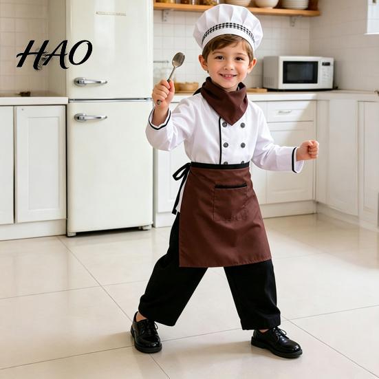 Little Chef Cooking Set Kids Costume for Boys And Girls, Comfortable Outfit with Adjustable Apron Hat Role Play Baking Activities Stage Performance