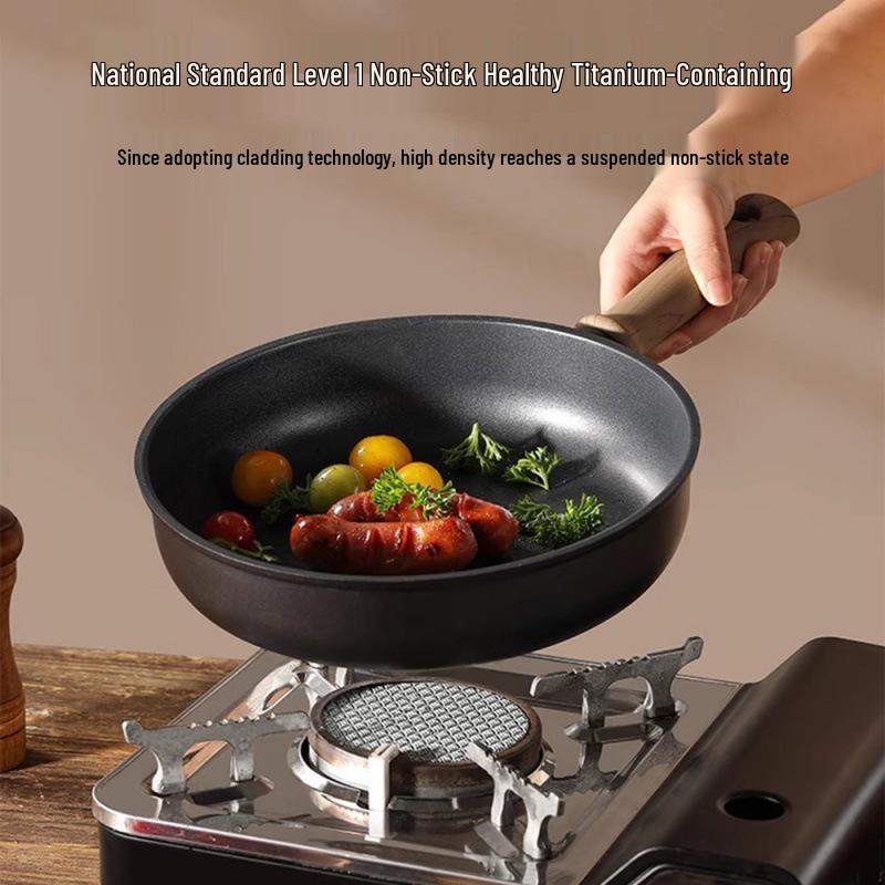 Lightweight Non-Stick Titanium Wok for Induction Cookers - Ideal for Frying Steak & Eggs