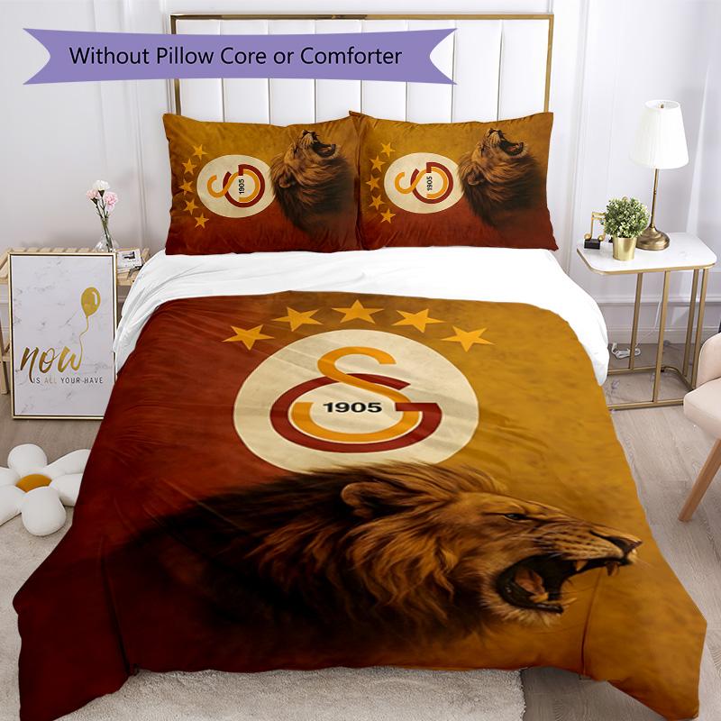 Galatasaray 3pcs Bedding Set Duvet Cover Closure Includes 1 Duvet Cover & 2 Pillowcases for All Seasons Bedroom Home Dorm Decor
