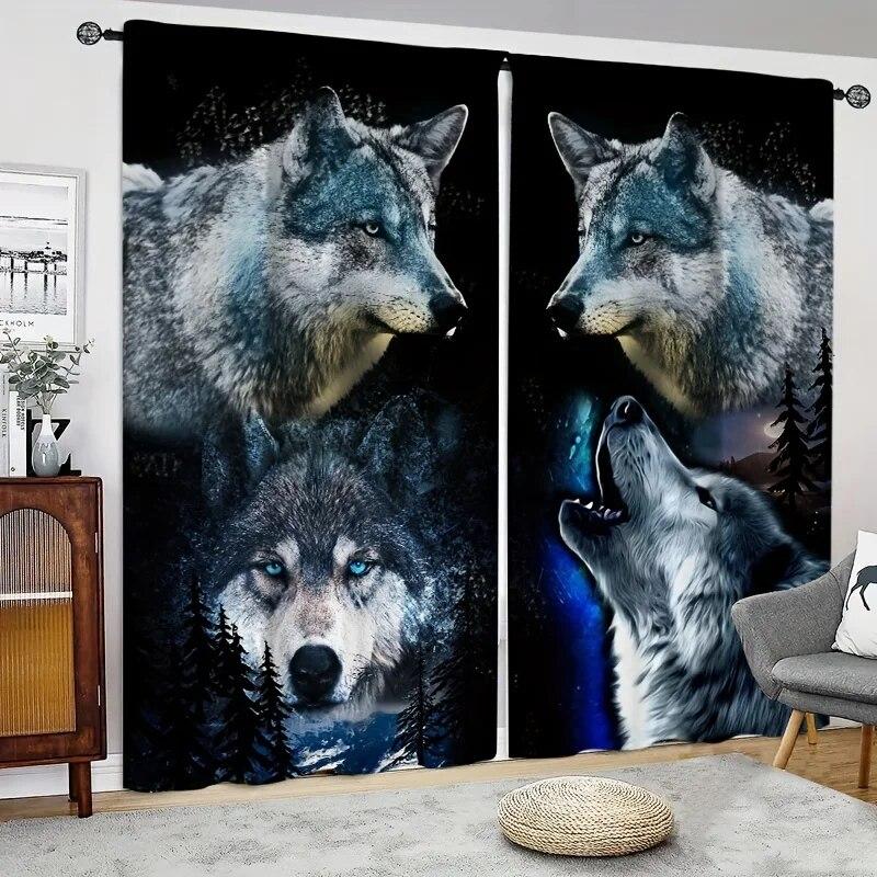 Дикий волк животное круглая блестящая луна дешевые оконные шторы жалюзи для гостиной детская спальня ванная комната кухонная дверь домашний декор