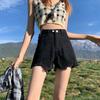 Wowen Fashion Versatile Broken Holes Wide-legged Female Summer High Waist Loose Thin Thin Section of The Outer Wear Burlap Denim Shorts Individuality