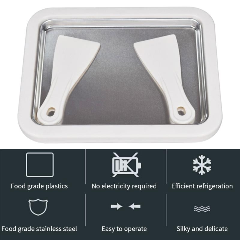 Мороженица Йогуртовая сковорода для заморозки Мини-машина для жареных йогуртов Машина для мороженого с 2 лопатками Пластина для жарки льда для домашнего использования