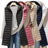 Female Autumn and Winter Medium Long Hooded Light Down Padded Jacket Waistcoat Cotton Vest
